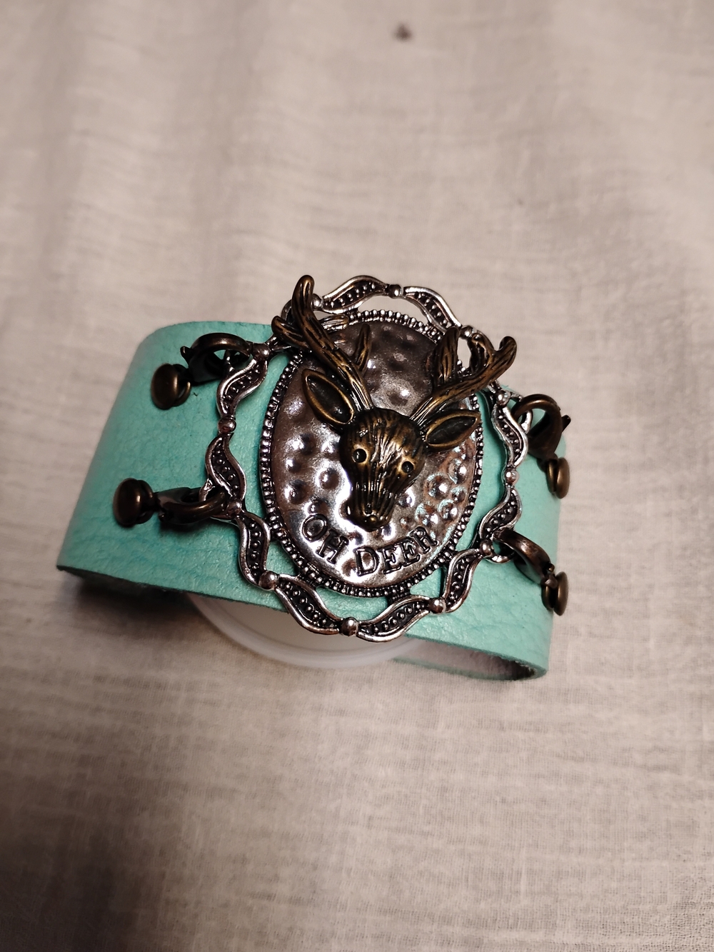 Plunder Light Blue Stag Medallion Cuff Bracelet